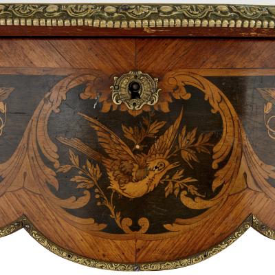 Antique French marquetry and gilt bronze centre table