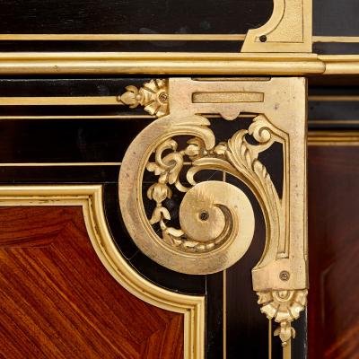 Antique French ormolu brass and marquetry ebonised wood sideboard