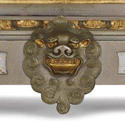 Antique French porcelain gilt and silvered brass clock set