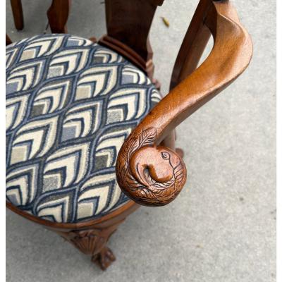 Antique George I Swan Handle Mahogany Arm Chair