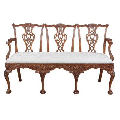 Antique George III Mahogany Triple Chair Back Sofa Settee