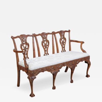 Antique George III Mahogany Triple Chair Back Sofa Settee