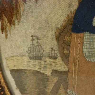 Antique Georgian Applique Embroidery of a Country Scene