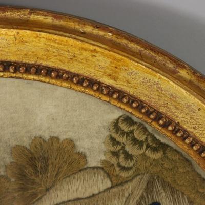 Antique Georgian Applique Embroidery of a Country Scene