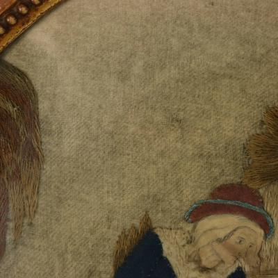 Antique Georgian Applique Embroidery of a Country Scene