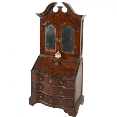 Antique Georgian Diminutive Mahogany Mirrored Secretary