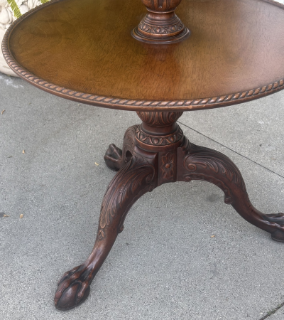 Antique Georgian Mahogany Three Tier Silent Butler Dumb Waiter Egg Claw