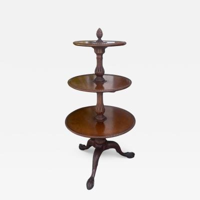 Antique Georgian Mahogany Three Tier Silent Butler Dumb Waiter Egg Claw