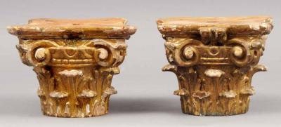 Antique Georgian Pair Gilded Capitals Circa 1770