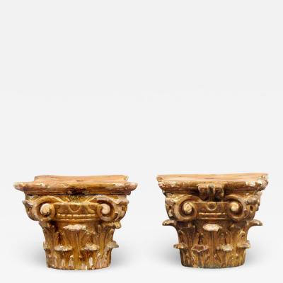 Antique Georgian Pair Gilded Capitals Circa 1770