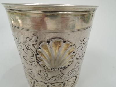 Antique German Classical Parcel Gilt Silver Beaker Cup 18th Century