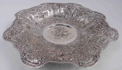Antique German Hanau Rococo Revival Silver Bowl