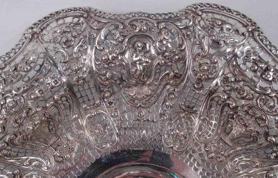 Antique German Hanau Rococo Revival Silver Bowl