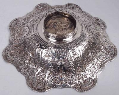 Antique German Hanau Rococo Revival Silver Bowl