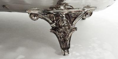 Antique German Hanau Rococo Silver Bowl with Cherub Frolics