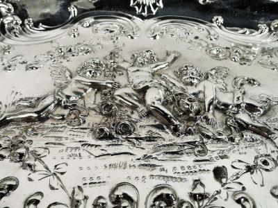 Antique German Hanau Rococo Silver Bowl with Cherub Frolics