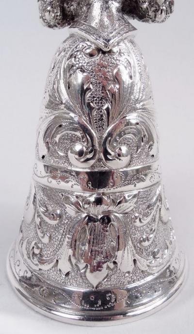 Antique German Hanau Silver Baroque Jungfrau Belle Bell