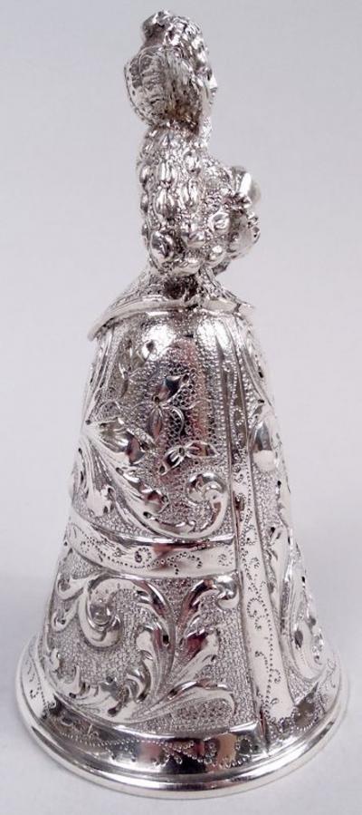 Antique German Hanau Silver Baroque Jungfrau Belle Bell