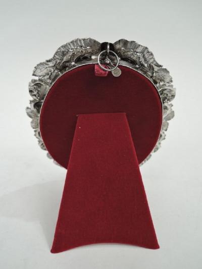 Antique German Hanau Silver Floral Garland Picture Frame