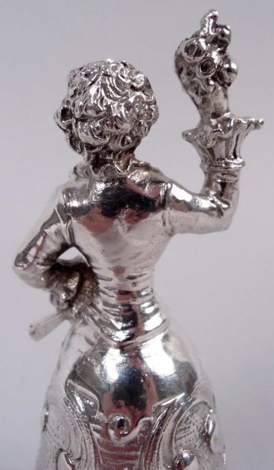 Antique German Hanau Silver Rococo Jungfrau Belle Bell