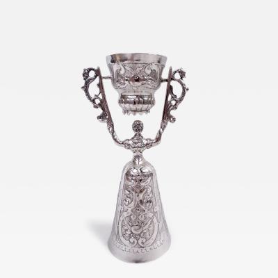 Antique German Renaissance Silver Jungfrau Wedding Cup