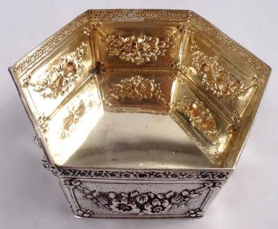Antique German Rococo Flowers Frolics Silver Trinket Box