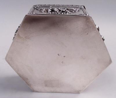 Antique German Rococo Flowers Frolics Silver Trinket Box