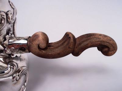 Antique German Rococo Silver 5 Piece Coffee Tea Set