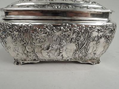 Antique German Rococo Silver Keepsake Casket Box