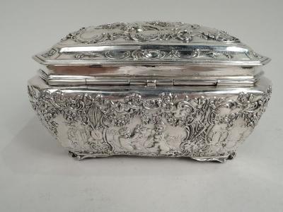 Antique German Rococo Silver Keepsake Casket Box