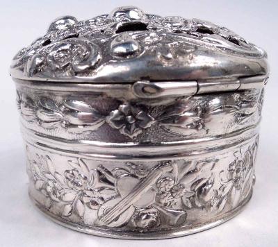 Antique German Rococo Small Silver Box