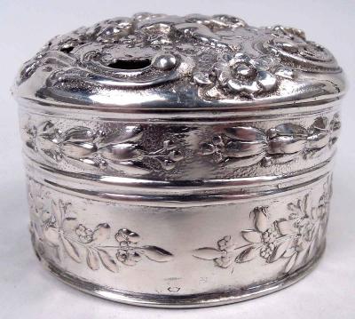 Antique German Rococo Small Silver Box