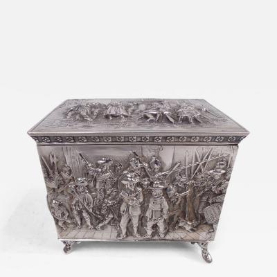 Antique German Silver Box with Rembrandt Night Watch Scene