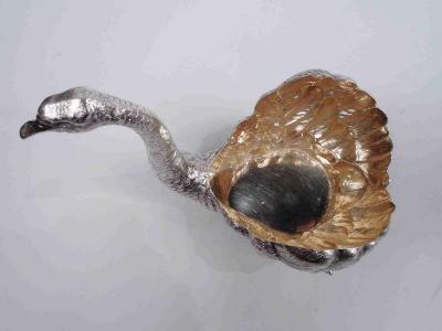 Antique German Silver Figural Swan Bird Bowl with Glass Liner