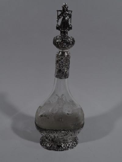 Antique German Silver Glass Windmill Decanter
