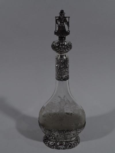 Antique German Silver Glass Windmill Decanter