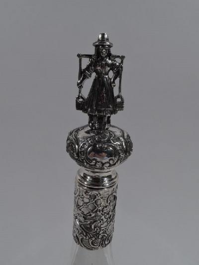 Antique German Silver Glass Windmill Decanter