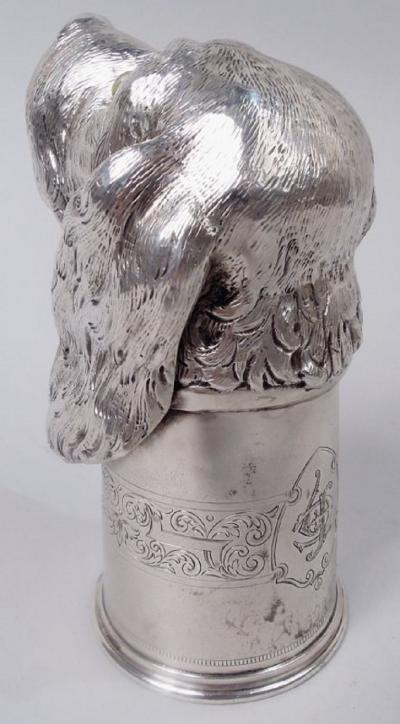 Antique German Silver Hound Dog Stirrup Cup