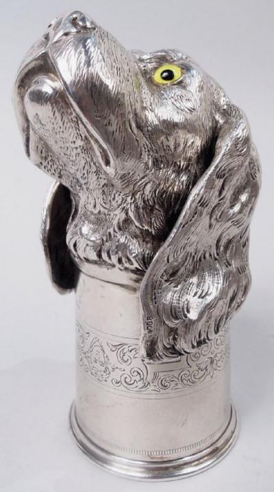 Antique German Silver Hound Dog Stirrup Cup