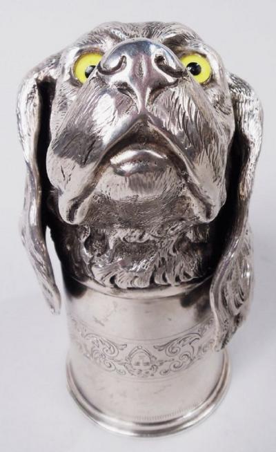 Antique German Silver Hound Dog Stirrup Cup