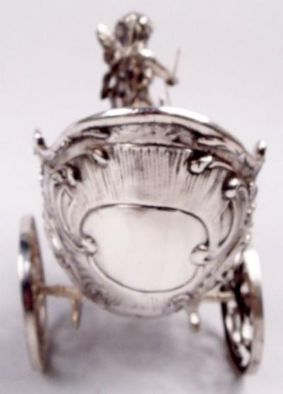Antique German Silver Rococo Fantasy Goat Harnessed Cupid Coach