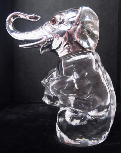 Antique German Sterling Silver Glass Figural Elephant Sugar Caster
