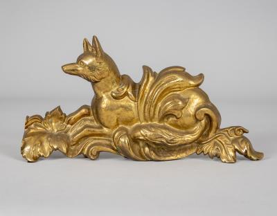 Antique Gilded Cast Iron Fox Doorstop