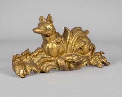 Antique Gilded Cast Iron Fox Doorstop