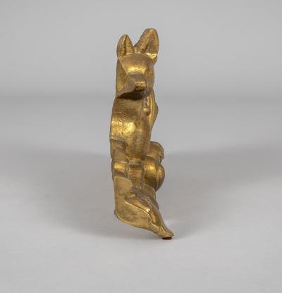 Antique Gilded Cast Iron Fox Doorstop