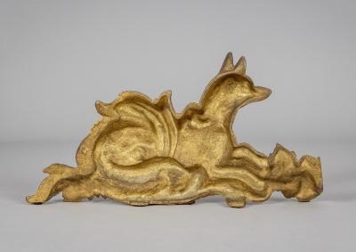 Antique Gilded Cast Iron Fox Doorstop