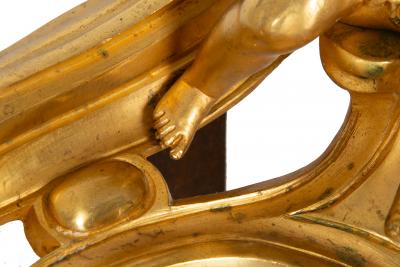 Antique Gilt Bronze Fireplace Fender with Chenets by Bouhon Paris