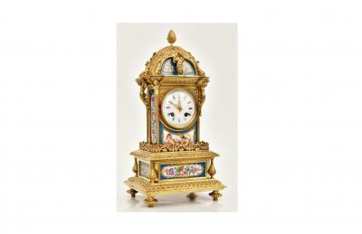 Antique Gilt Bronze S vres Porcelain Mantel Clock Raingo Fr res S vres Paris