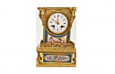 Antique Gilt Bronze S vres Porcelain Mantel Clock Raingo Fr res S vres Paris