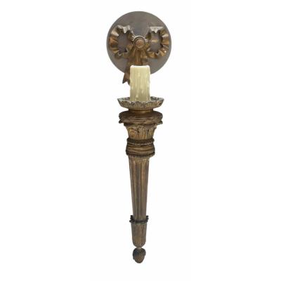 Antique Gilt Bronze Torchere Wall Light Sconces a Pair